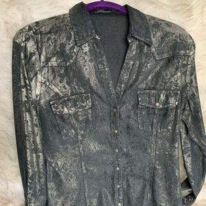 Silver Jeans Denim Snap Button Up Shirt Size L